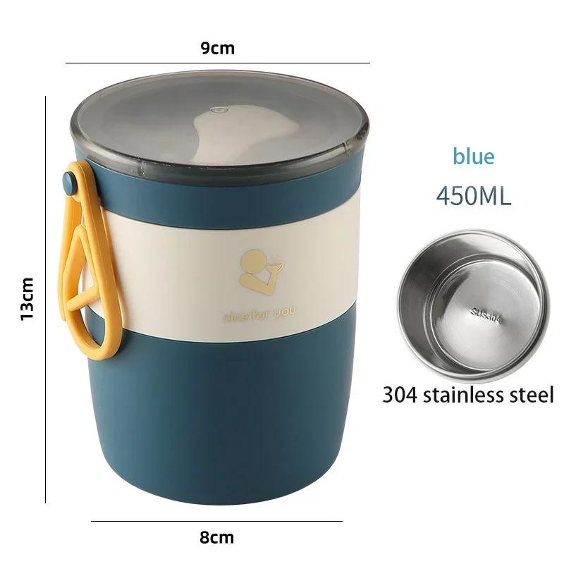 450 ml/580 ml izolovaný obědový box polévková mísa Snídaňový šálek se lžičkou Přenosný uzavřený obědový box šálek na mléko Vynikající izolované vědro