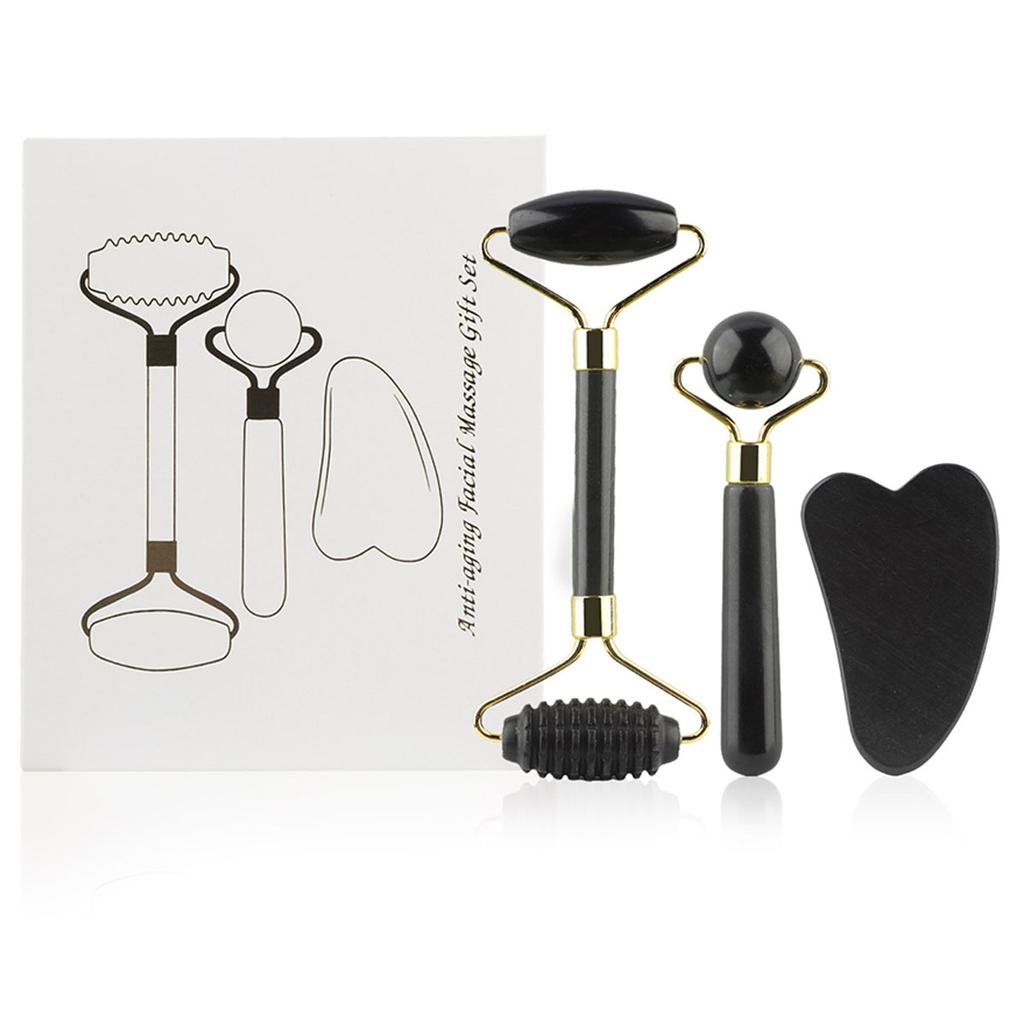 3-in-1 Jade Roller And Gua Sha Set,Roller With Eye Massager,Ridged Massager,Facial Tools For Skin Care Routine And Puffiness