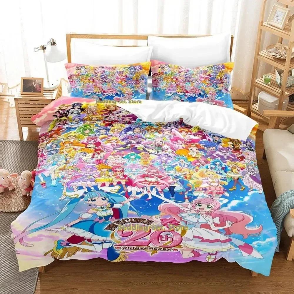 New Pretty Cure Anime parure de lit Bed Printed Bed Set Duvet Cover Pillowcase Bedding Set Bed Linen Sheet Quilt Cover Full Size