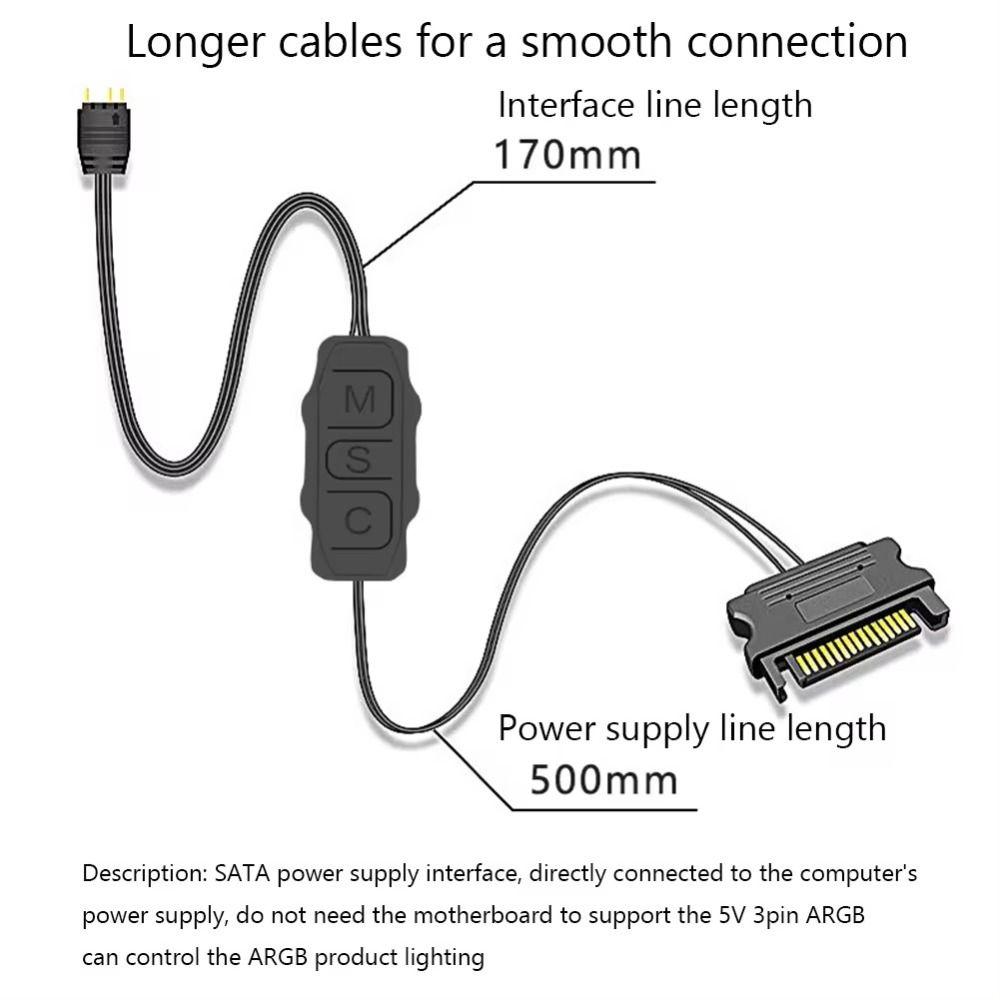 Light Strip SATA to 5V 3 Pin Adapter PC Cooling Fan ARGB Mini Controller ARGB Controller Cable