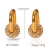 18K Gold Stainless Steel Earrings Zircon Round Hoop Pendant Ear Cuff Women's High-end Ear Jewelry