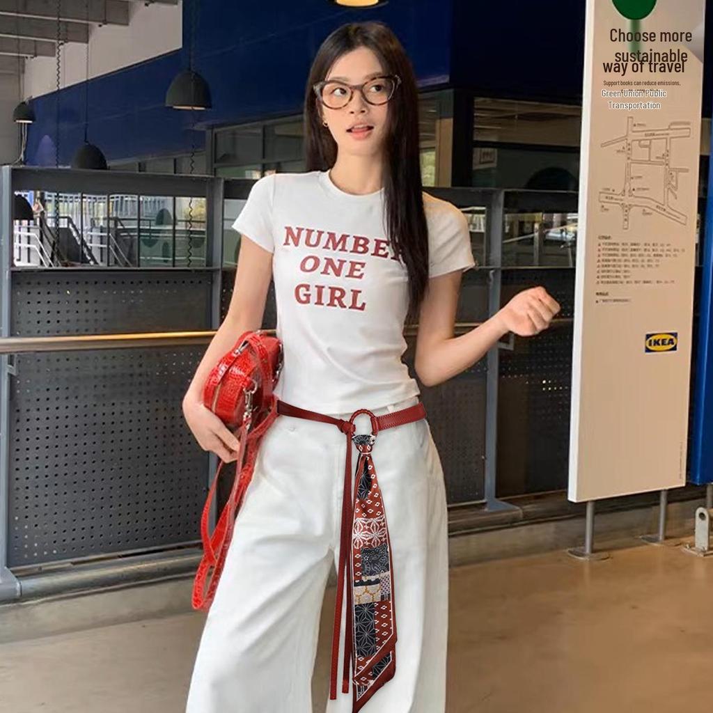 Ziyu Retro American Silk Scarf & Leather Belt with Waist Chain - Women's High-End Jeans Accessory 2025