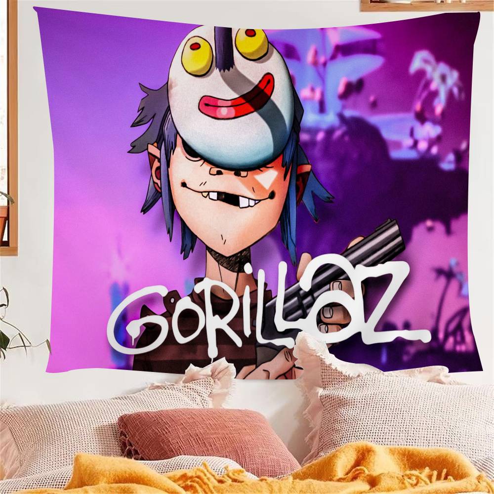 Virtual Rock Band Gorillaz Music Anime Tapestry Hanging Tarot Hippie Wall Rugs Dorm Home Decor