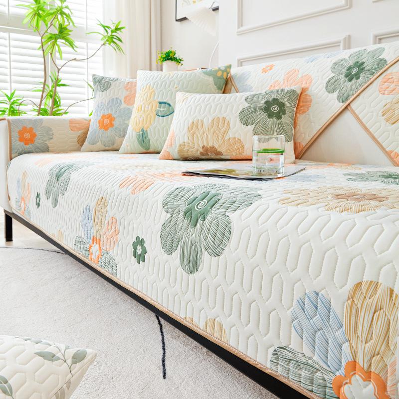 Ready Stock Summer Ice Silk Latex Cold Feeling Sofa Cushion Cover Cartoon Printed Breathable and Skin Friendly Sofa Slipcover