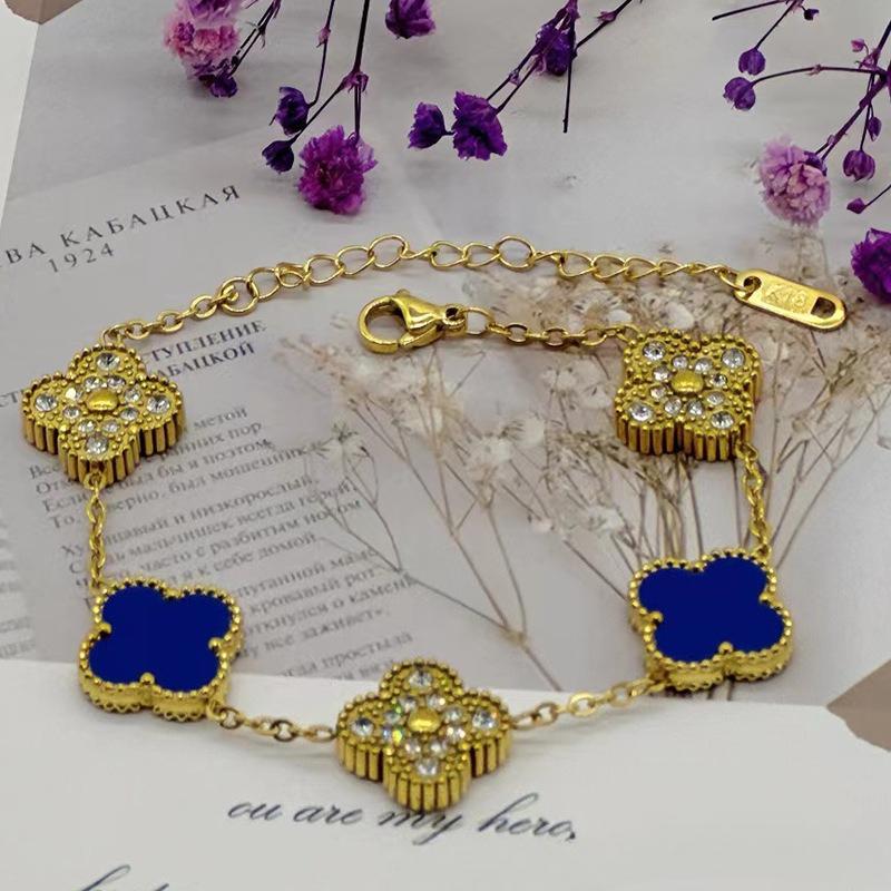 New Shiny Four-leaf Clover Bracelet Five-flower Fashion Sense Hand Jewelry Simple Jewelry