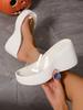 Transparent High-heeled Thick-soled One-word Slippers for Women's Outer Wear, New Summer Silver Heightened Slope Heel Beach Sandals
