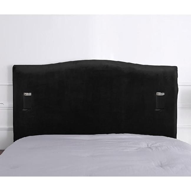 WOMACO Velvet Bed Headboard Slipcover with Storage Pockets, Queen Head Board Cover Protector Stretch Solid Color Dustproof Cover for Bedroom Decor 35  - 50  чёрный
