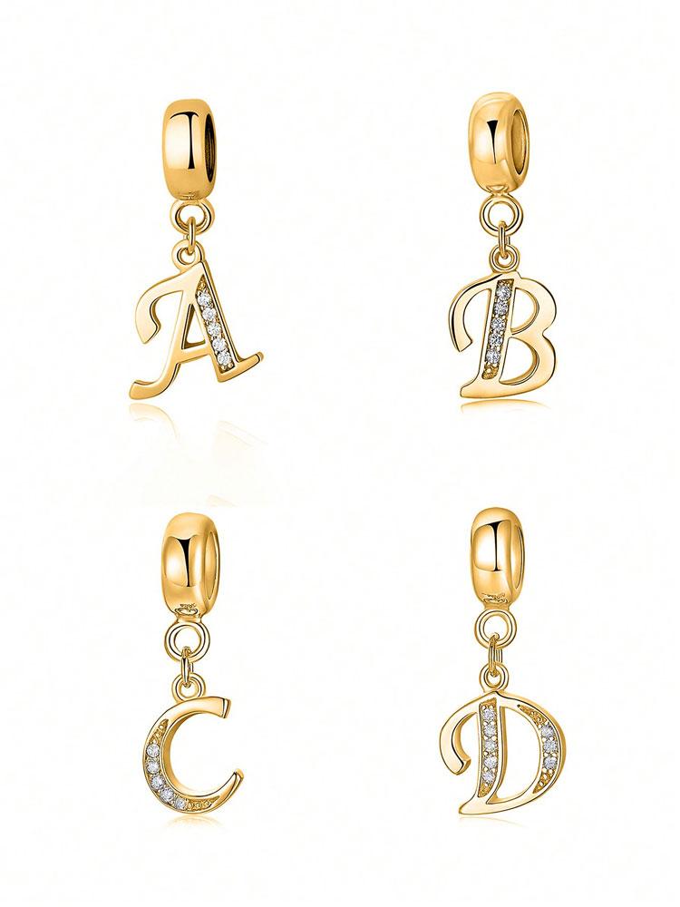 Copper Fashionable 26 Letters Of Charm Bead For Women Fit Bracelets Diy Making Anniversary Gift Fine Ladies Jewelry
