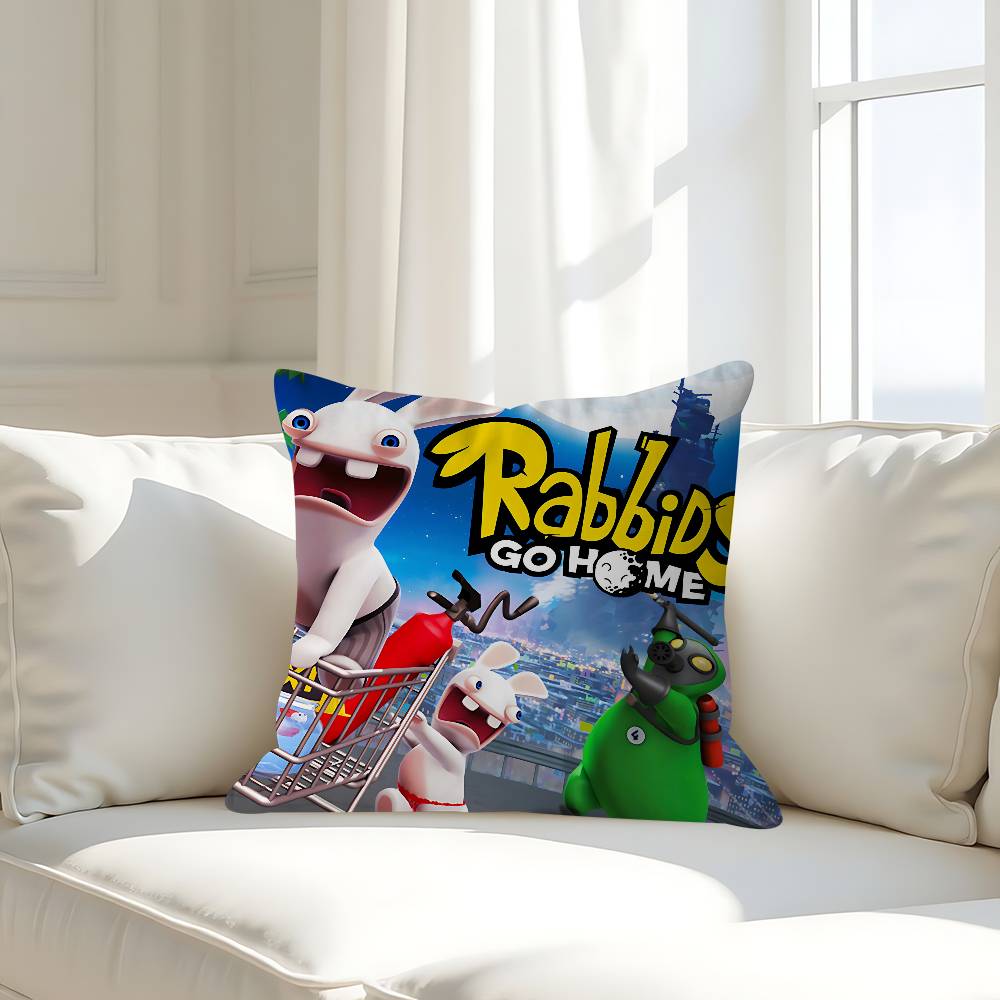 NIEDLICH Cartoon I-Invasion Rabbids Kissen Geschenk Heim Büro Dekoration Kissen Schlafzimmer Sofa Auto Kissenbezug Kissenbezug