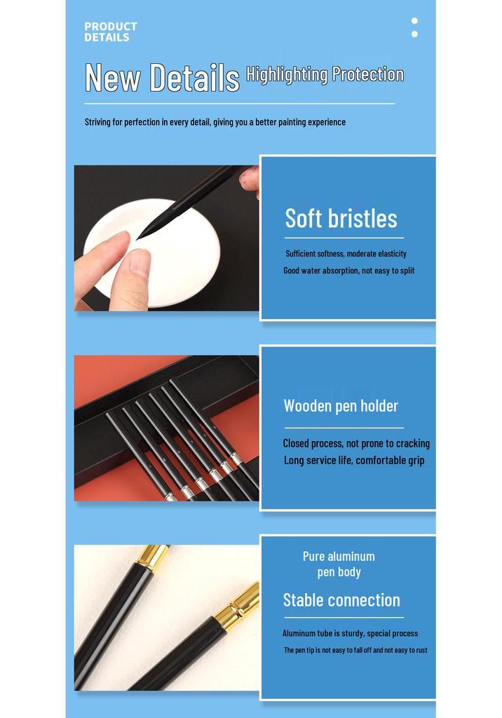 Cross Black Swan Oil Painting Brush Set - 6-Piece, Soft Bristles, Aluminum Handle, Colored for Art Students