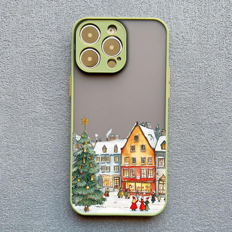 Ins Cartoon Christmas Style Phone Case For iPhone 17 16 Pro Max 15 14 13 12 11 Pro Max XR XS X 16 Plus Streetscape Phone Covers