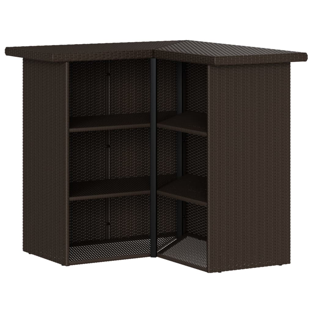 3 Piece Garden Bar Set with Cushions Brown Poly Rattan