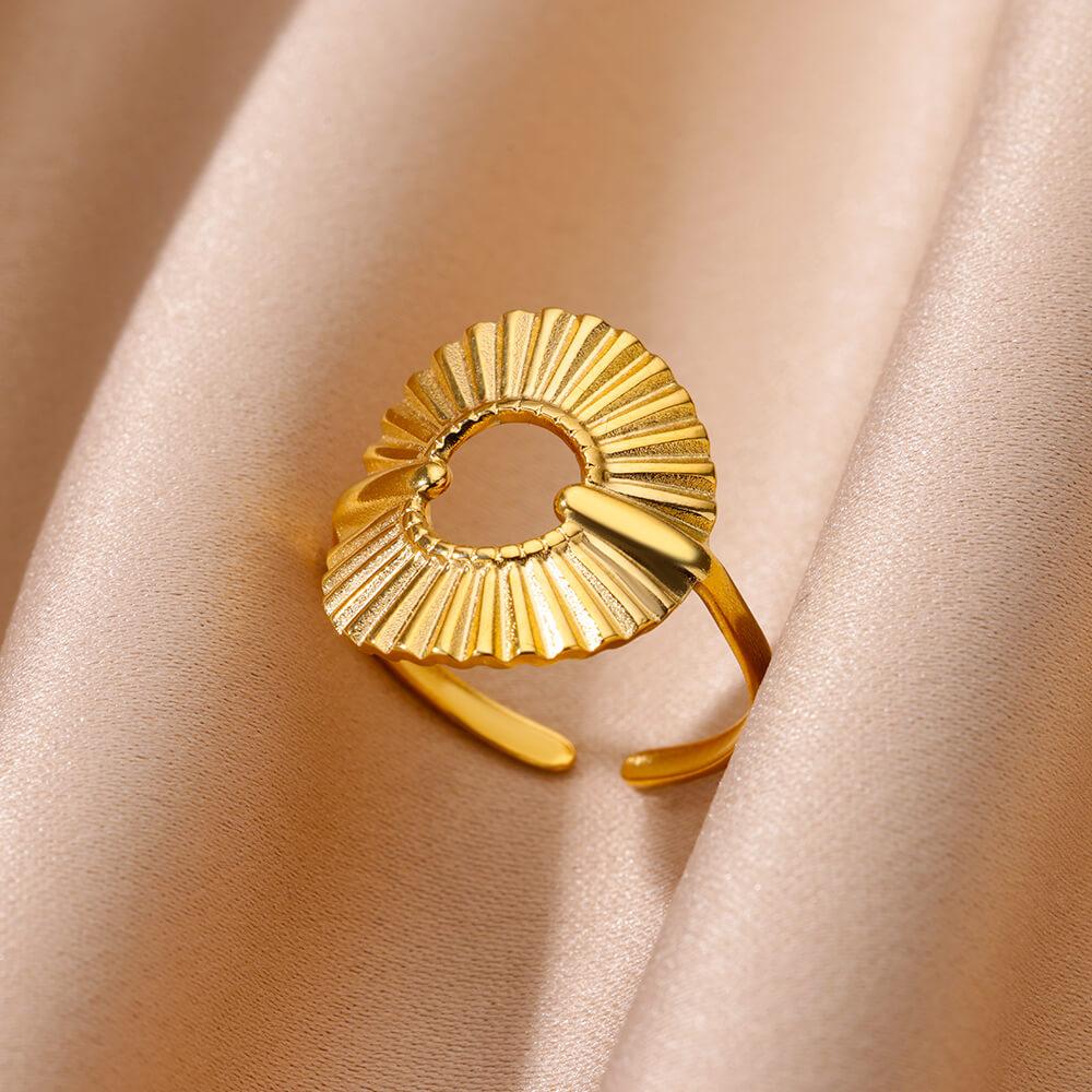 Round Hollow Rings For Women Gold Color Stainless Steel Hoop Open Rings Fashion personality Waterproof Metal Jewelry Accessories