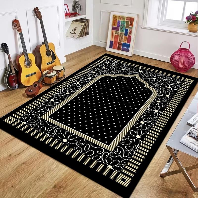 

Islamic Prayer Rug Muslim Worship Mat Vintage Geometric Pattern Soft Decorative Floor Carpet for Living Room Bedroom Home Decor 40X60CM
