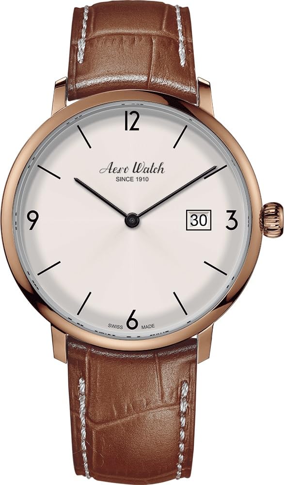 Aerowatch A21976 RO08NOIS Brown Date Swiss Made Men's Watch,
