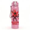 1PC Red Rose Valentine Dark Art Print 750ml Color Plastic Sports Water Bottle Leakproof Flip Straw Lid Suitable for Sports Office Home Use