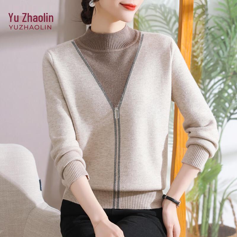 YUZHAOLIN Women's Thickened Mock-Layer Knit Sweater