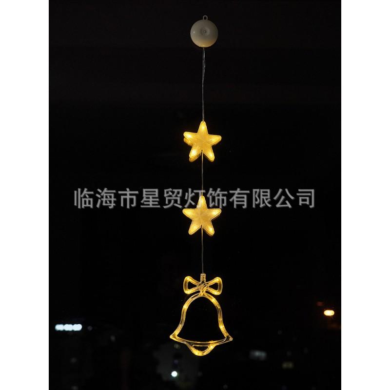 LED Christmas Decorative Suction Cup Lights Snowman Tree Star Curtain Battery Operated Holiday Lighting Set