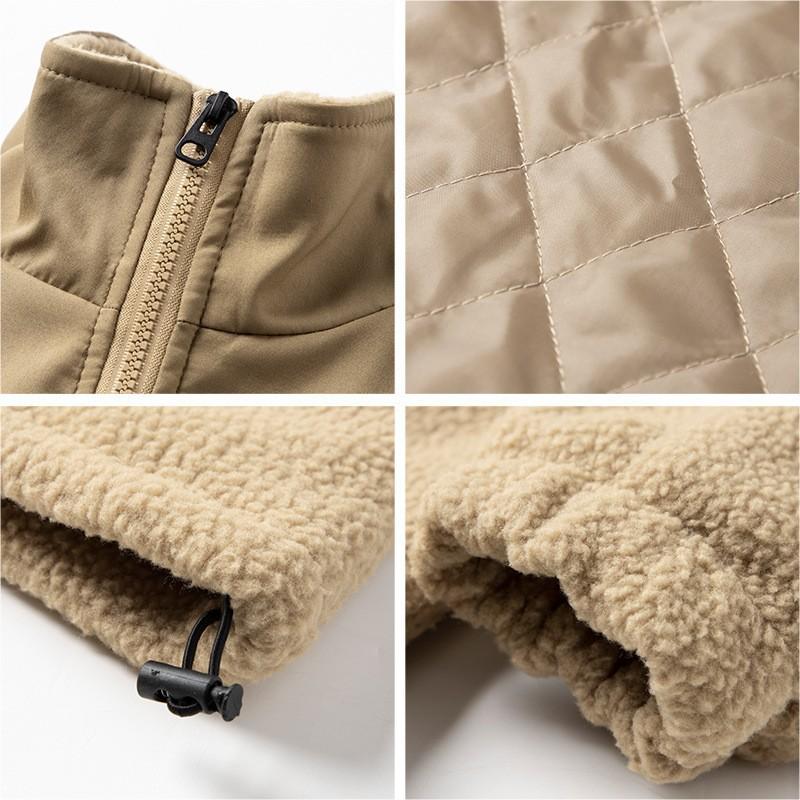 Fleece Cotton Jacket for Men In Winter Loose Stand Collar Fermented Cotton Jacket Warm Casual Plus Velvet Cotton Jacket Men's Jacket