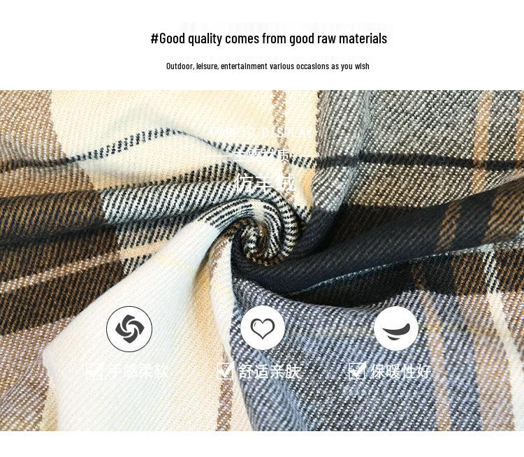 Men's Winter Unisex Plaid Shawl - Korean Style Versatile & Warm Scarf for Students & Couples