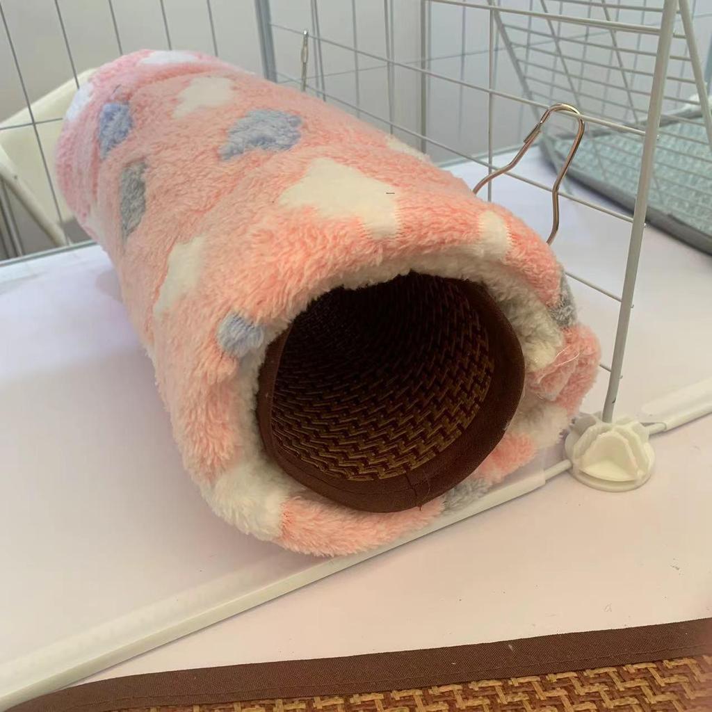Small Pet Fleece Tunnel & Hammock: Hamster, Rat, Sugar Glider, Guinea Pig Hideout & Bed