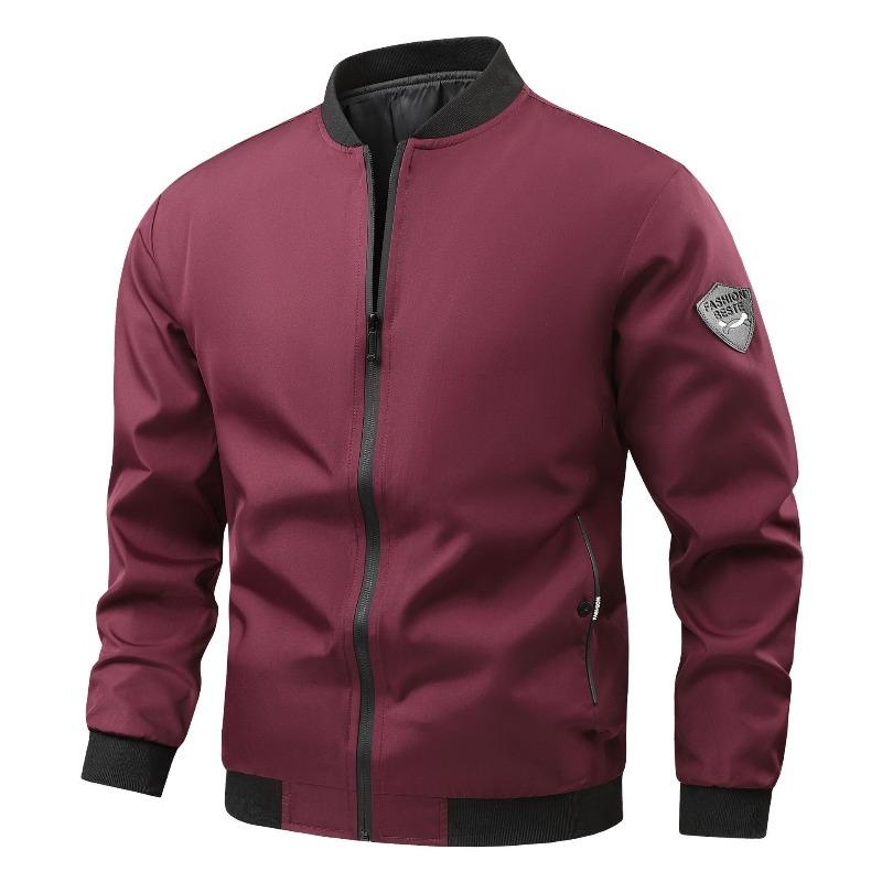 Spring and Autumn Casual Jacket Men's Casual Solid Color Jacket Lightweight Breathable Large Size Baseball Uniform Jacket