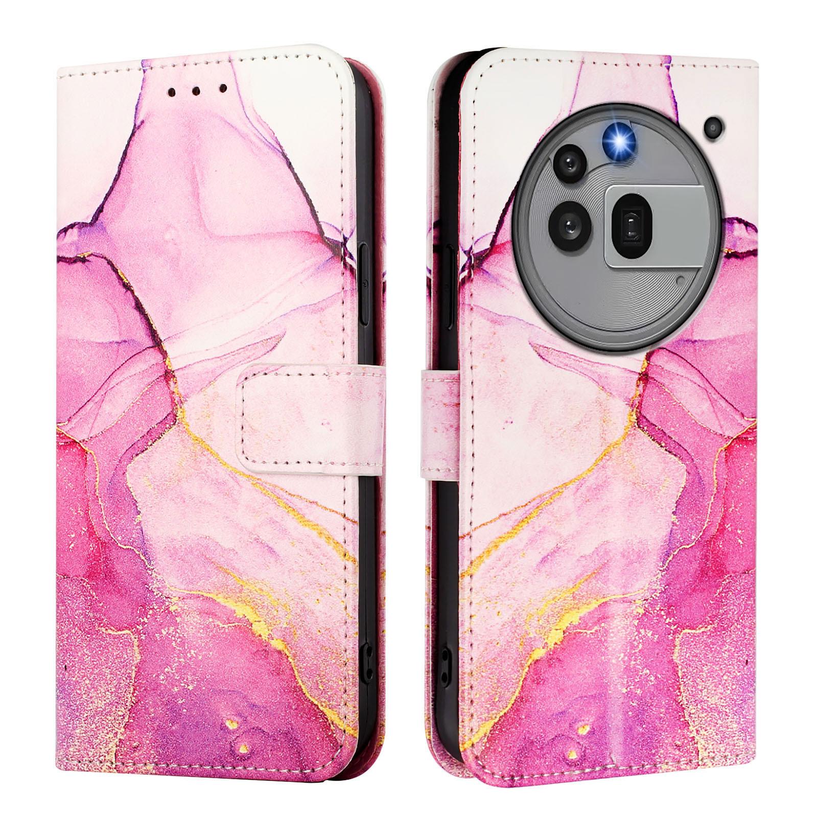 

For Nothing Phone (3a) Pro Case with Strap Marble Pattern Leather Phone Cover Card Holder White/Purple LS006