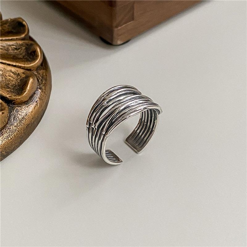 925 Sterling Silver Unique Ring For Women Jewelry Finger Adjustable Vintage Layered Ring For Party Birthday Gift