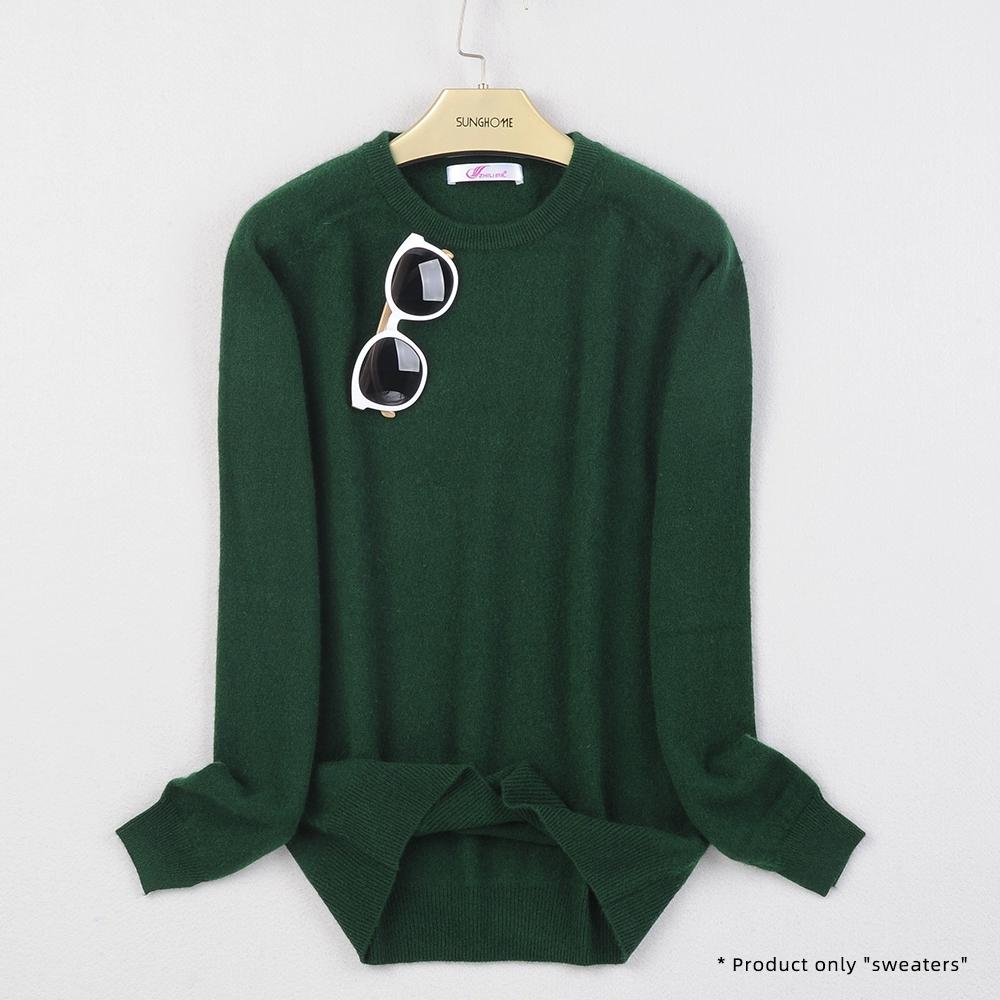 Dámský kašmírový svetr s kulatým výstřihem pro teplo a pohodlí pletený svetr s dlouhým rukávem