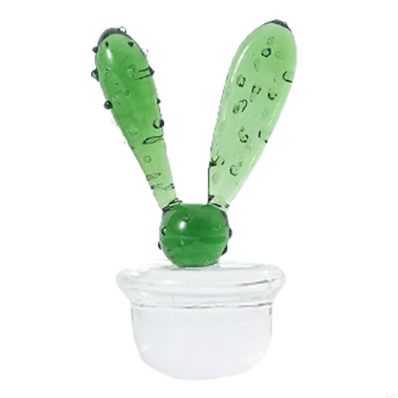 

Glass Cactus Miniature Plant Figurines for Home Garden Courtyard Ornament X3UC