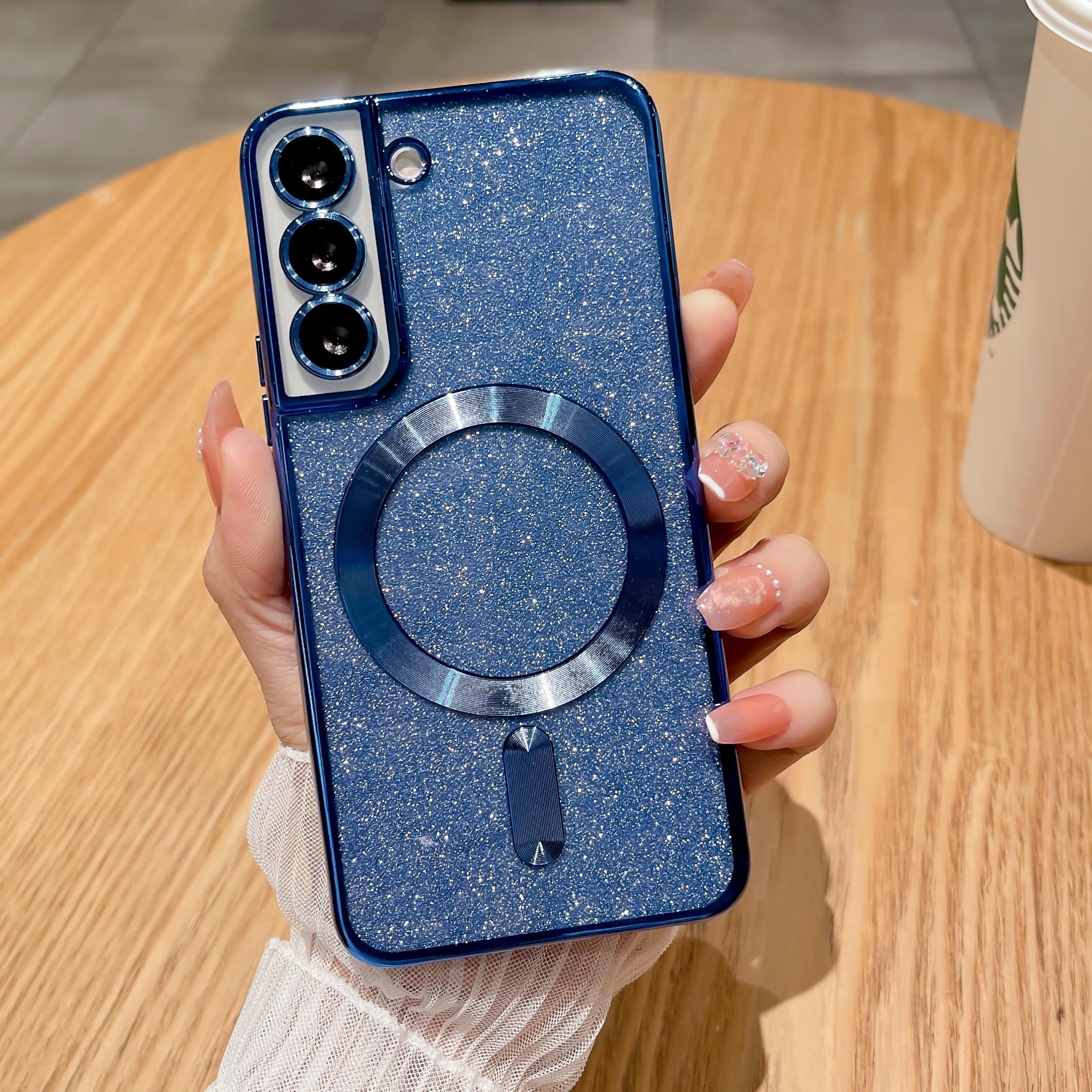 

Покрытие с блестками для Magsafe, прозрачный чехол для Samsung S23 S22 Ultra S21 FE S20 Plus, магнитный бампер с беспроводной зарядкой, мягкий чехол S20 FE