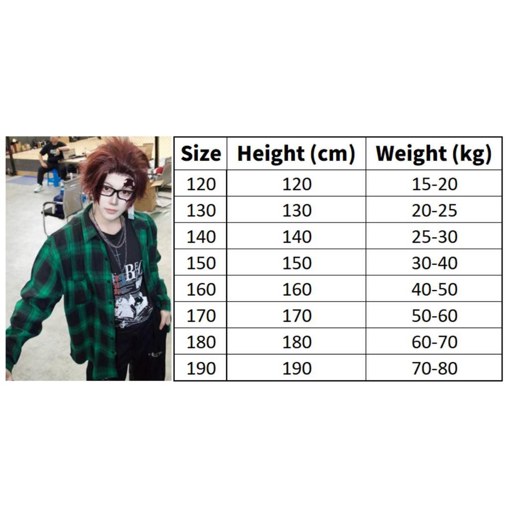 Anime Demon Slayer Kamado Tanjirou Cosplay Kostuum Kimetsu No Yaiba Cartoon Kostuum Sutis Pruiken Halloween Voor Kinderen Volwassenen CosParty