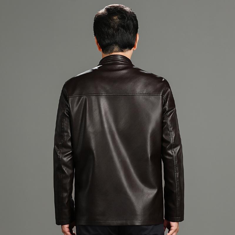 Middle-aged and elderly men's clothing Chinese ethnic style Tang suit embroidered disc buckle men's leather jacket dad grandfather clothing