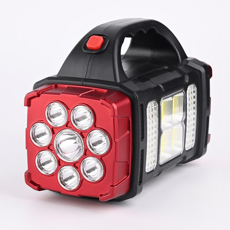 8-core 3-light Vajra Searchlight COB Solar Outdoor Emergency Light Portable USB Rechargeable Camping Lighting Flashlight