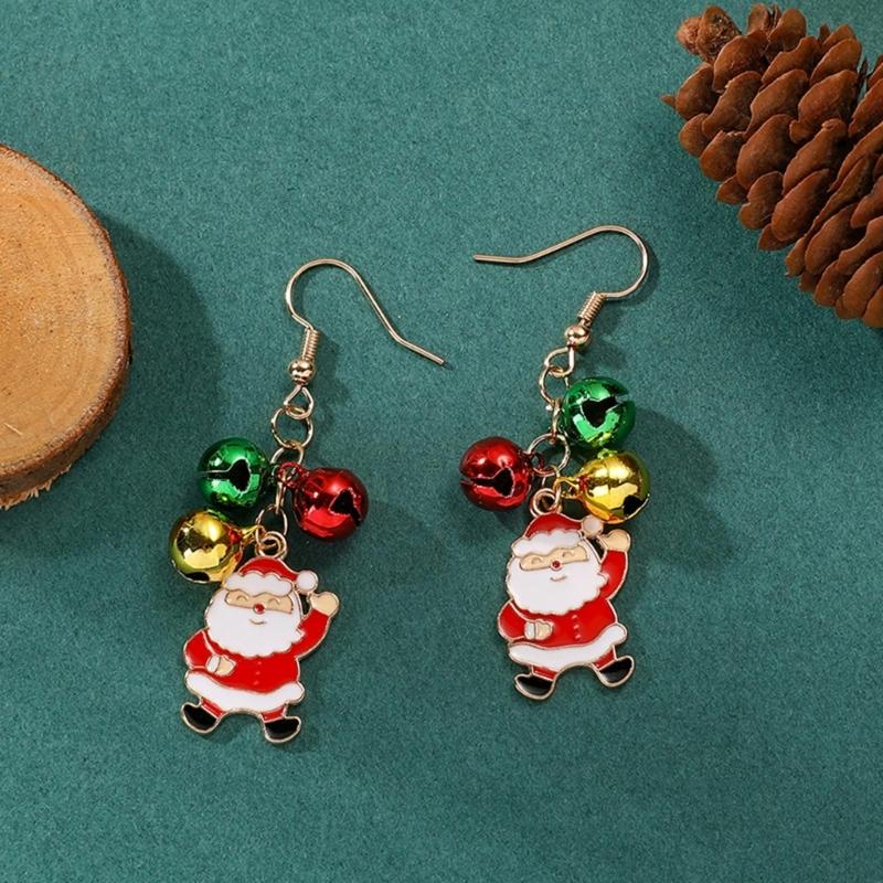 Colorful Earrings Christmas Dangle Earrings Cute Ear Pendants Alloy Material Ear Jewelry Christmas Earrings for Party