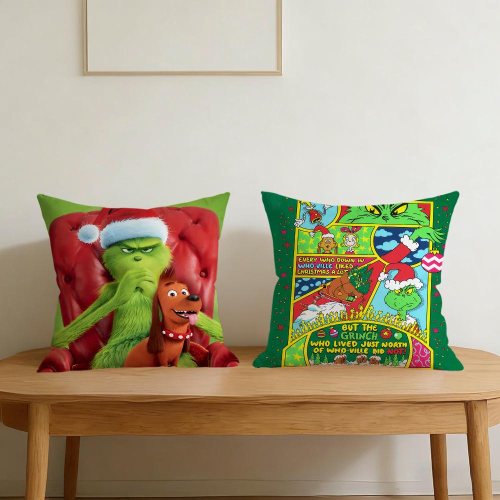 The Cartoon G-Grinch-H Cute Cushion Cover For Pillow Printing Sofa Decoration Home Car Room Coffee Shop Office Nordic Simplicity