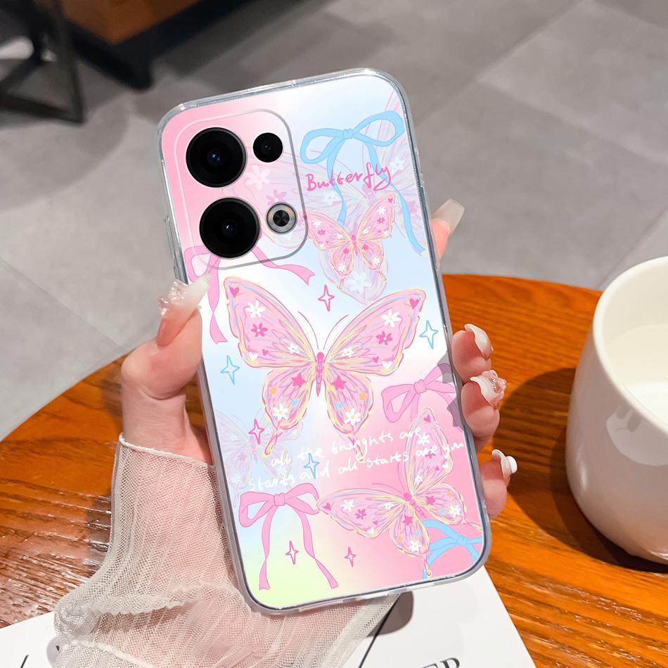 For Oppo Reno 13 Pro Phone Cases Leisure Flower Transparent Back Cover For Oppo Reno13 Pro 13Pro 5G Soft Slim Anti Drop Housing