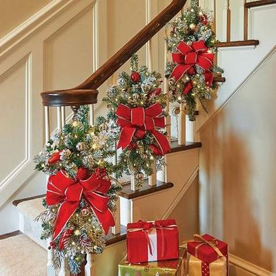 New Christmas Curtain Pendant Garland Christmas Day Stairs Upside Down Decorative Door Hanging