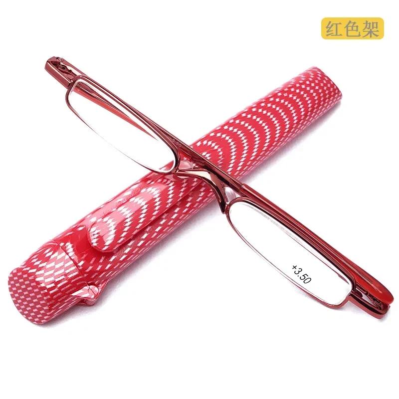 New Flip Top Cover Fashion Mini Spring Frame Reading Glasses Resin Lens Portable Pen Barrel Reading Glasses for Men and Women