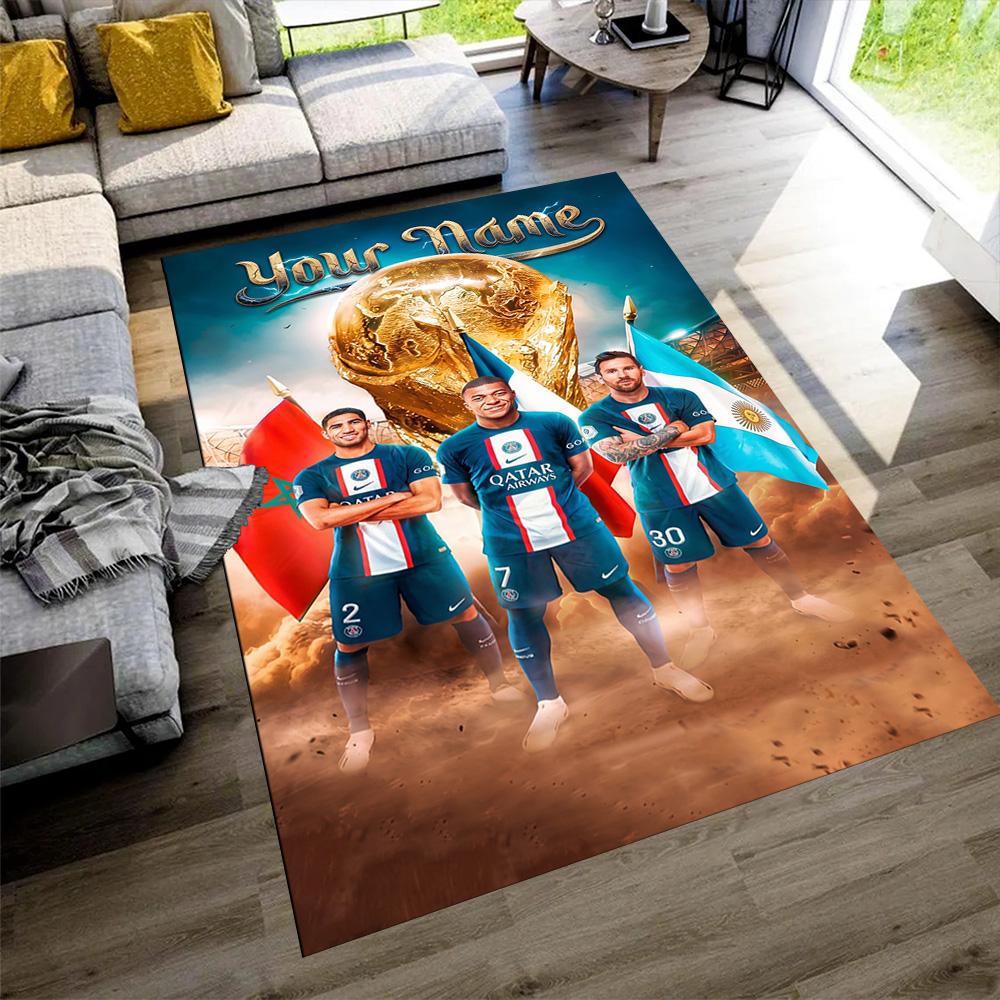 Mbappé Customize Your Name Floor Rug Office Rug Perfect for Living Rooms Dining Room Balcony Playrooms Antislip Carpet Decorate Offices