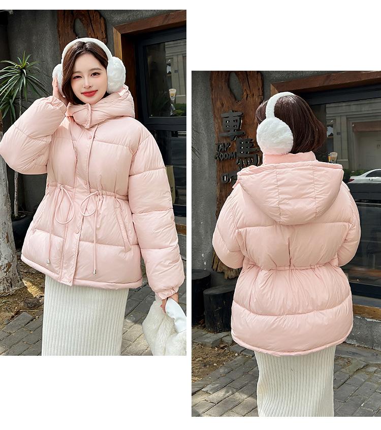 Jachetă de iarnă groasă și călduroasă pentru femei, scurtă, cu glugă detașabilă, rezistentă la vânt