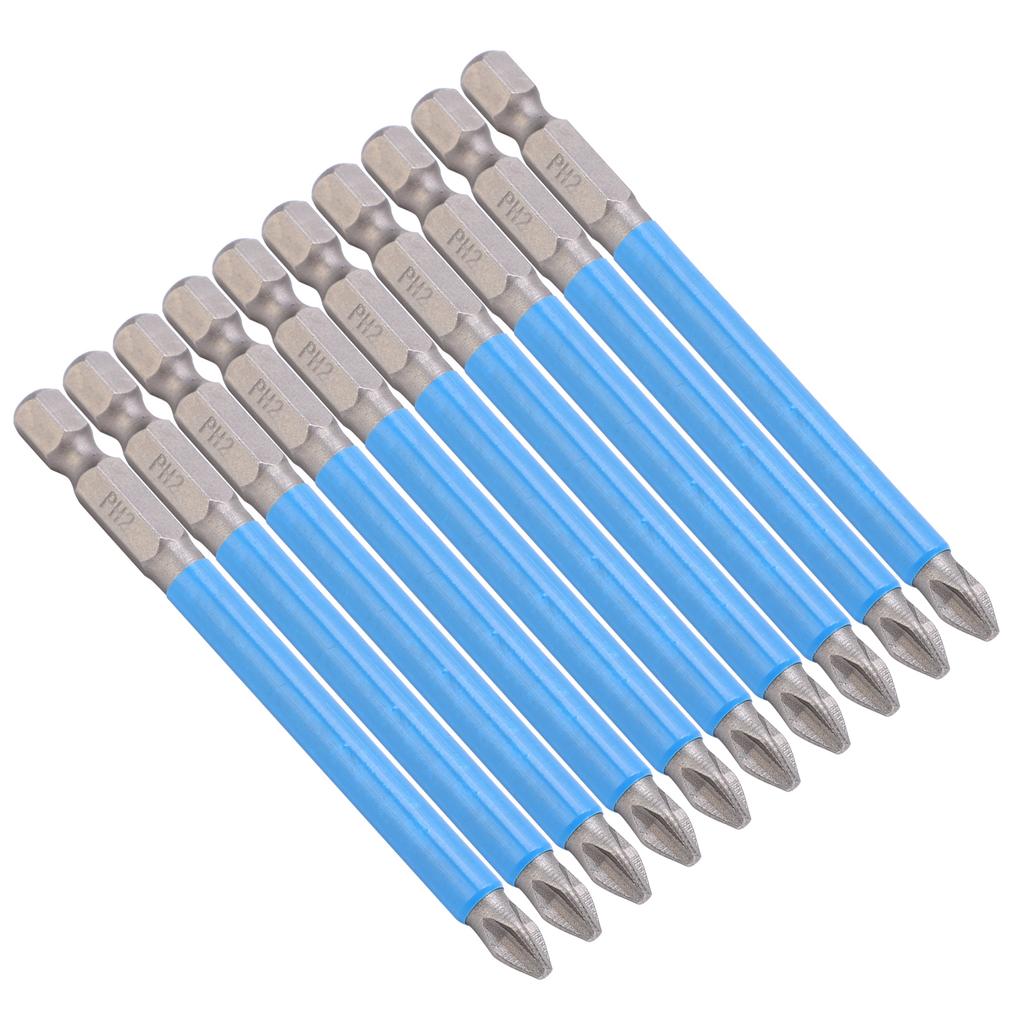 10Pcs Cross Screwdriver Bits 90mm PH2 NonSlip Magnetic Electric Drill Bits Accessory