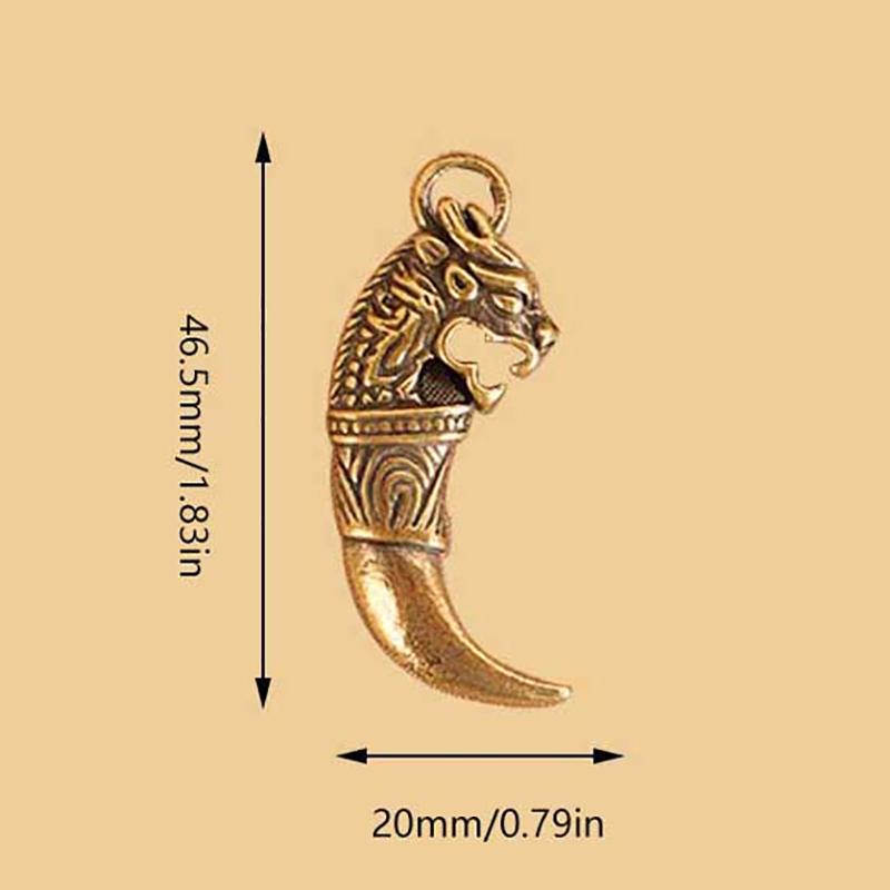 Brass Wolf Tooth Keychain Accessory Men Women Vintage Ornament Brass Lucky Wolf Head Tooth Car Key Ring Necklace Pendant
