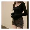 Shop Women S Slim Fit Round Neck Long Sleeve Tee Round Hem wdmS wSh tS14192875