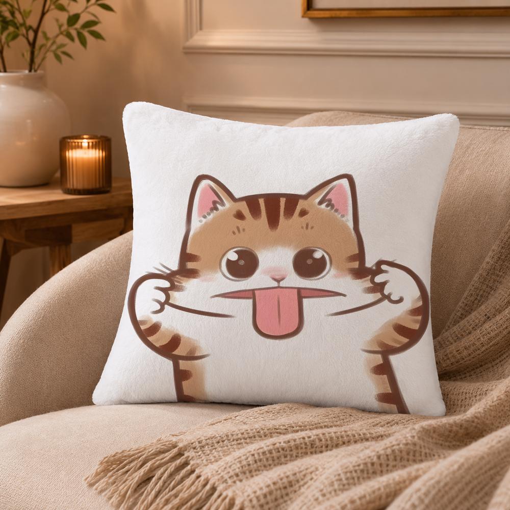 cat Cushion Cover Anti-dustmite Pillowcase Invisible zipper silky short plush Sofa cushion cover
