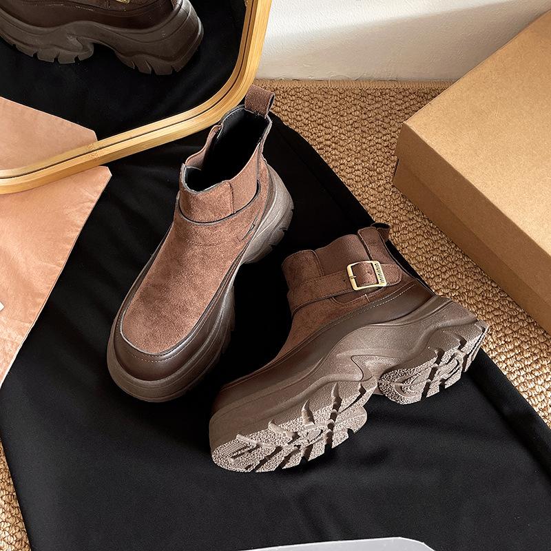 

Women s thick-soled winter lightweight warm fur integrated padded snow boots non-slip wear-resistant casual sneakers Martin cotton boots 40 коричневый