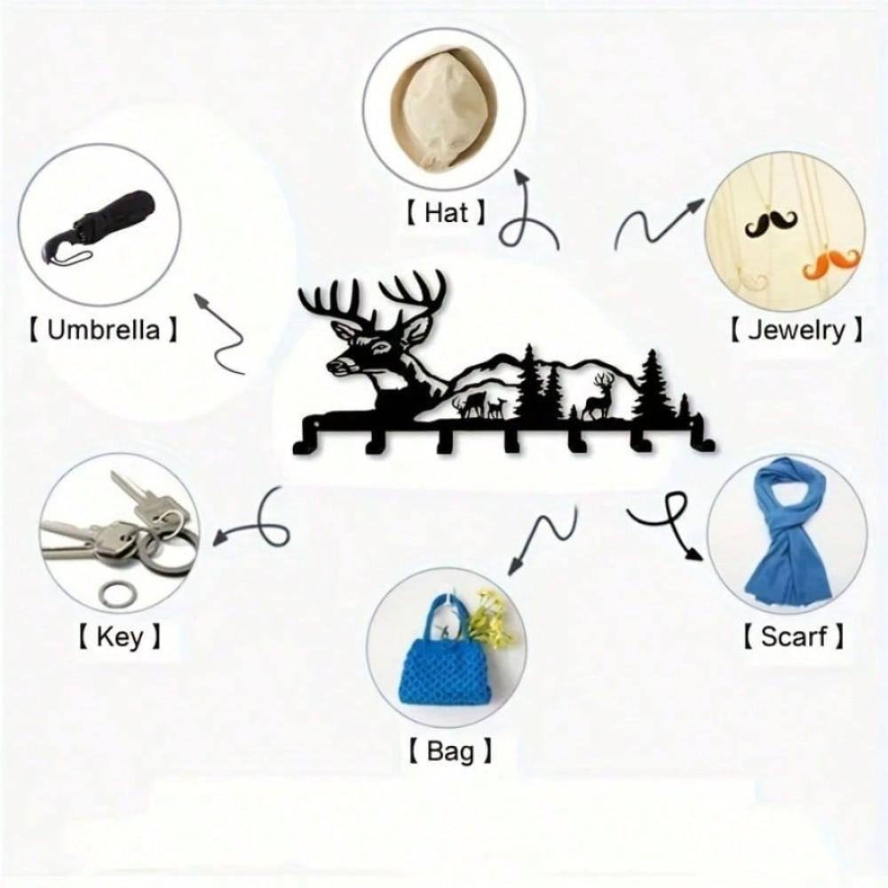 Metal Deer Wall Key Hook Entry Organizer Nature Gift Home Decor