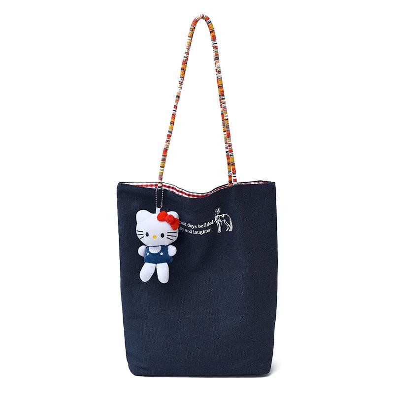 Fresh plaid double-sided cloth bag women's casual versatile shoulder bag large-capacity commuter tote bag