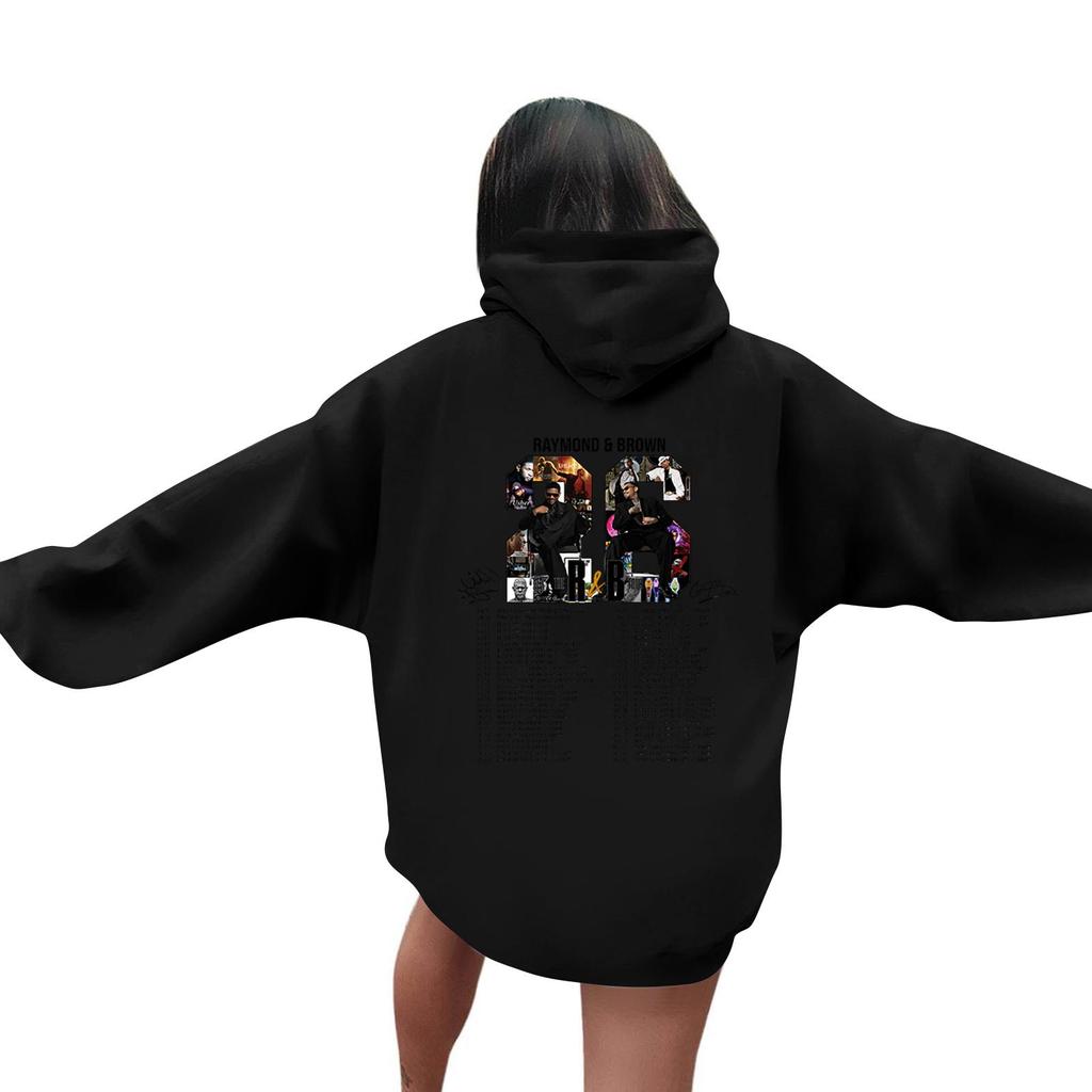 Unisex Casual Hooded Pullover Sweatshirt Long Sleeve Loose Fit Letter Print