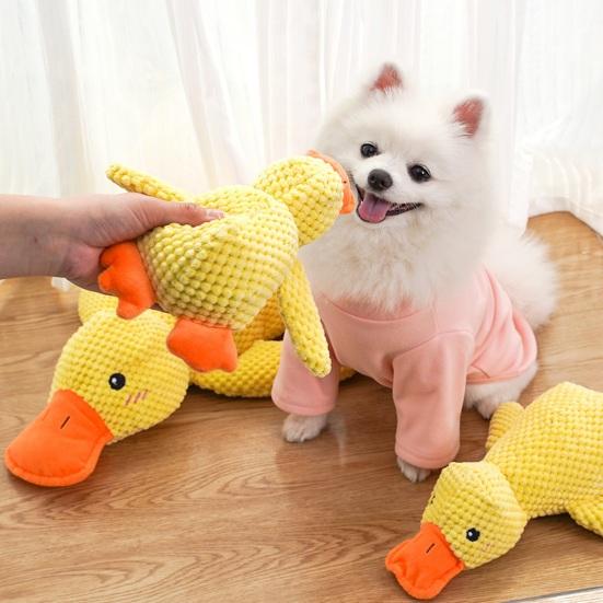 Uklidňující kachna Hračka pro psa Quack-Quack Kachna Plyšová hračka pískací kachna Interaktivní Žvýkací hračka Žvýkací štěně Žlutá kachna